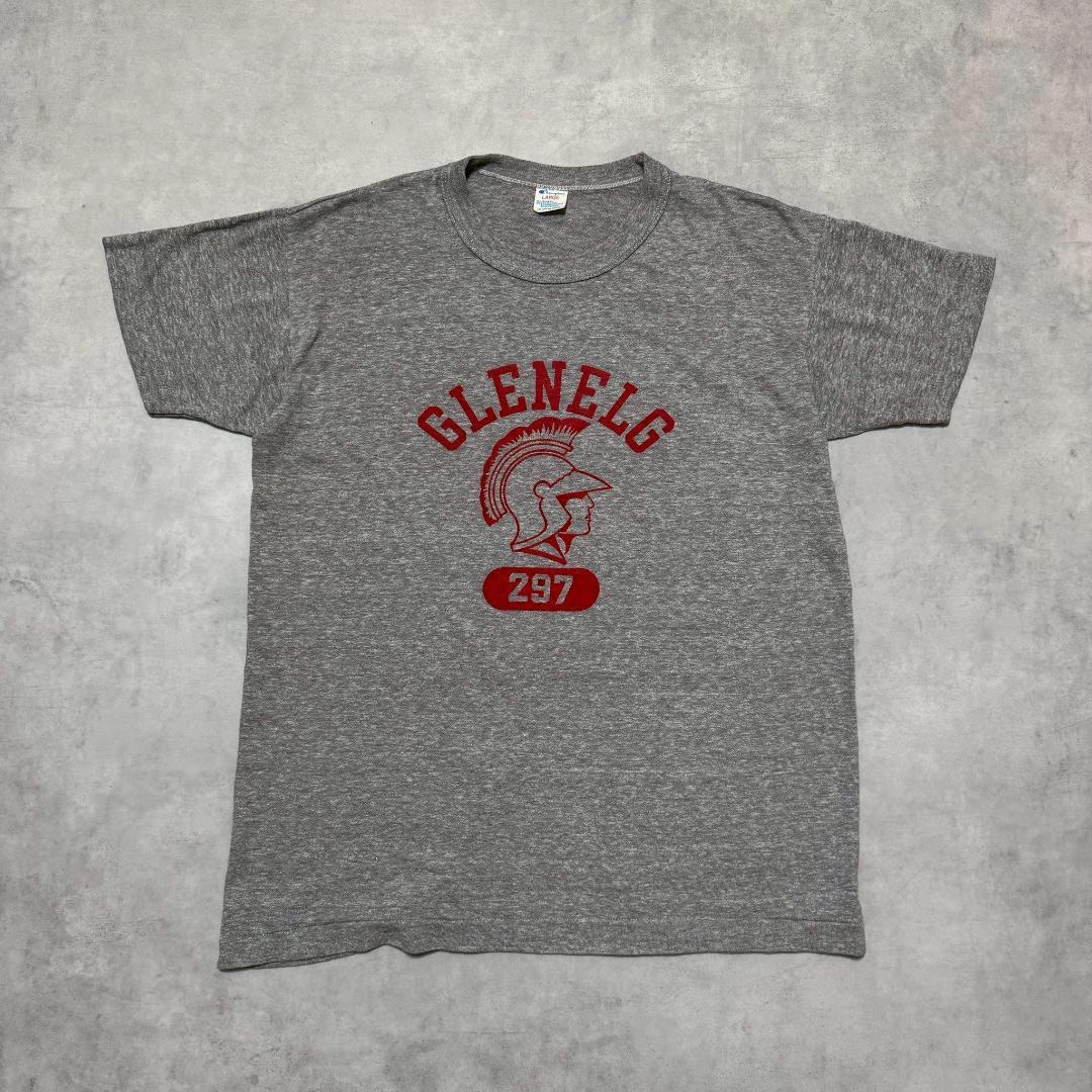 80s champion 霜降りグレー 三段プリント Tee L DM1323