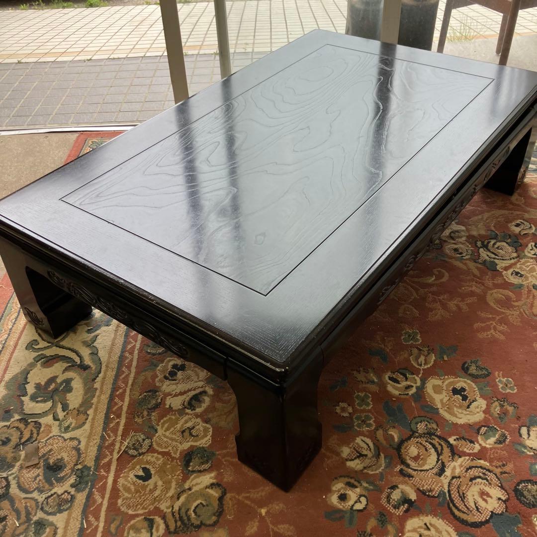 昭和レトロ ナショナル 一枚板風大型こたつ 木製コタツテーブル 大型座卓 黒