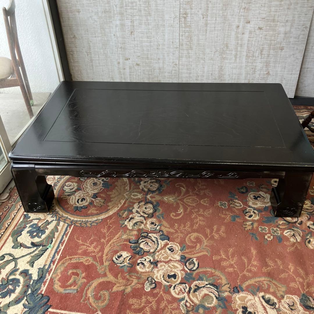 昭和レトロ ナショナル 一枚板風大型こたつ 木製コタツテーブル 大型座卓 黒