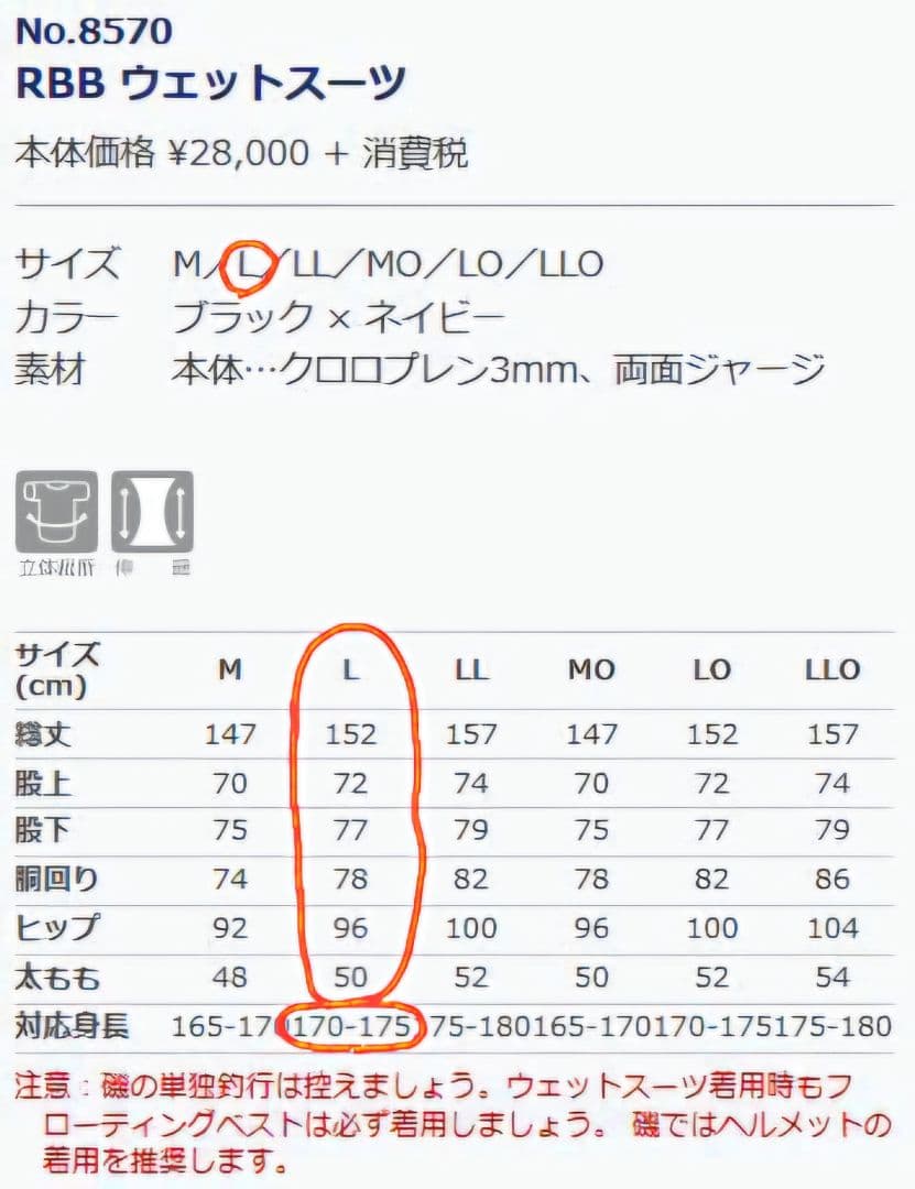 新品未使用品 リバレイ RBB ウェットスーツ No.8570 Ｌサイズ