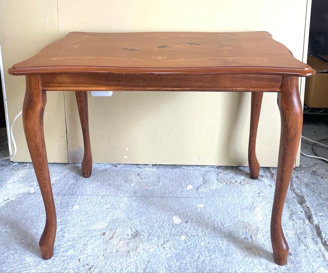 イタリア製 輸入家具 猫脚 象嵌 サイドテーブル アンティーク B