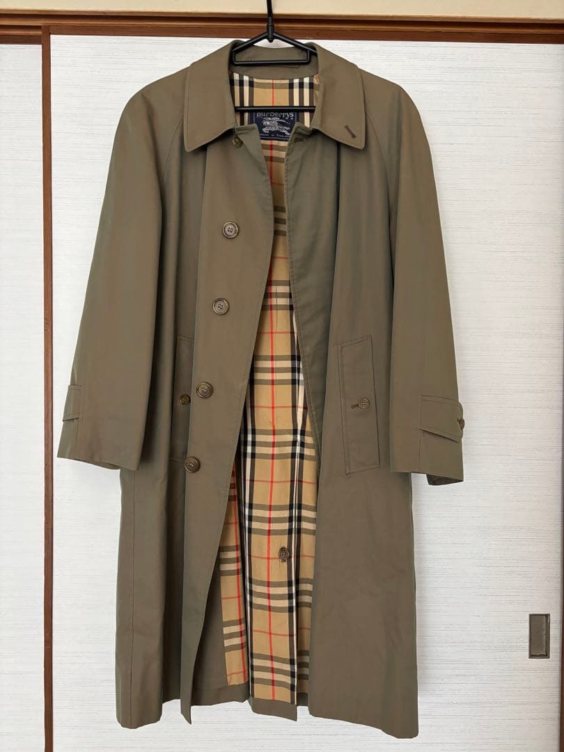 美品 英国製 80s バーバリー ステンカラーコート メンズ 玉虫
