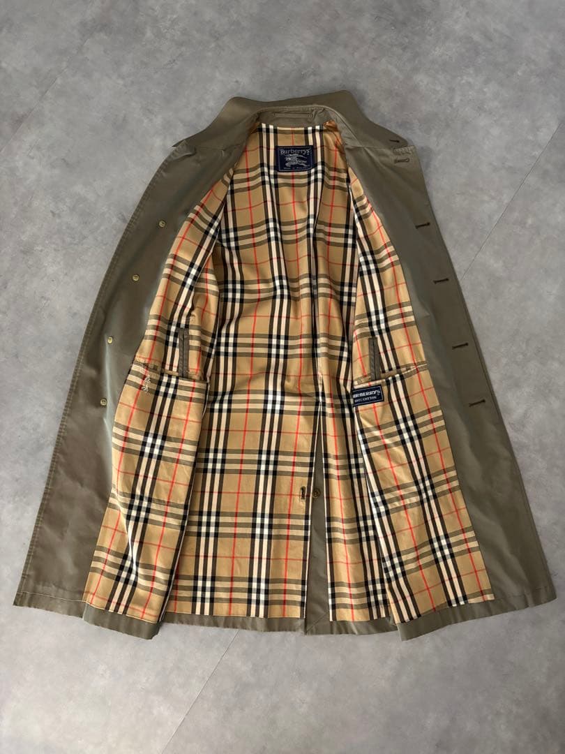 美品 英国製 80s バーバリー ステンカラーコート メンズ 玉虫