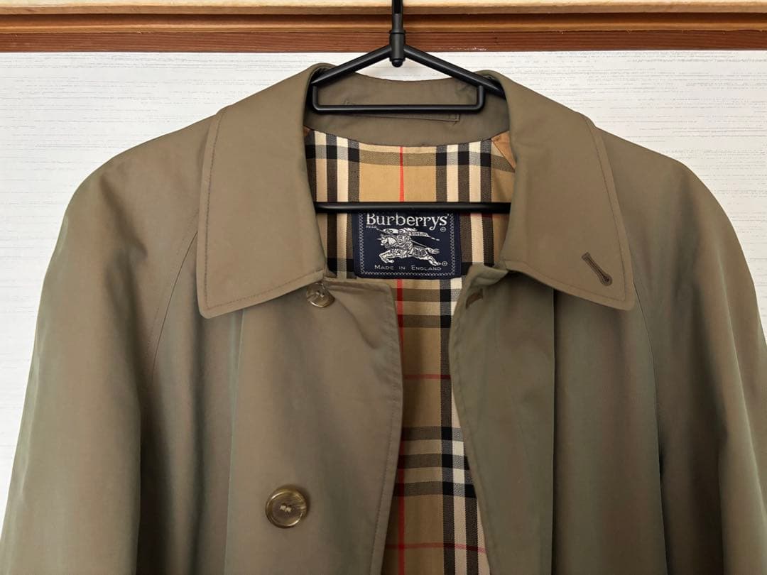 美品 英国製 80s バーバリー ステンカラーコート メンズ 玉虫