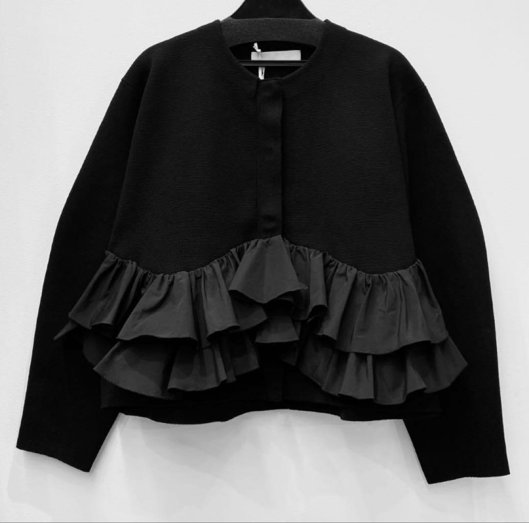 【新品・未使用】MARILYNMOON スパイラルタフタラッフルニットジャケット