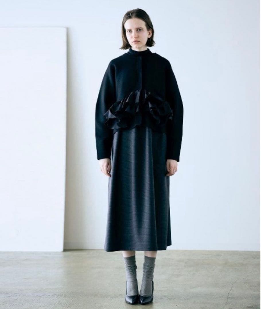 【新品・未使用】MARILYNMOON スパイラルタフタラッフルニットジャケット