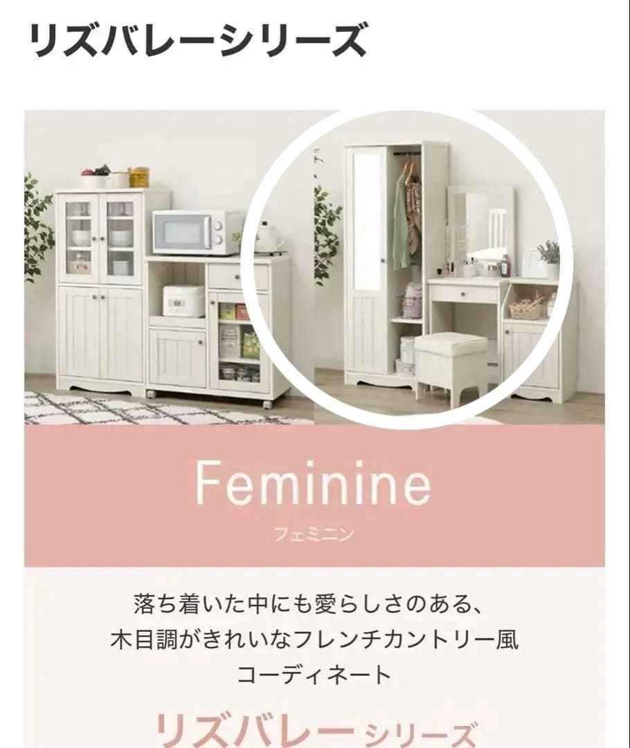 【廃盤】ニトリ　リズバレーシリーズ　ワードローブ（鏡付き）