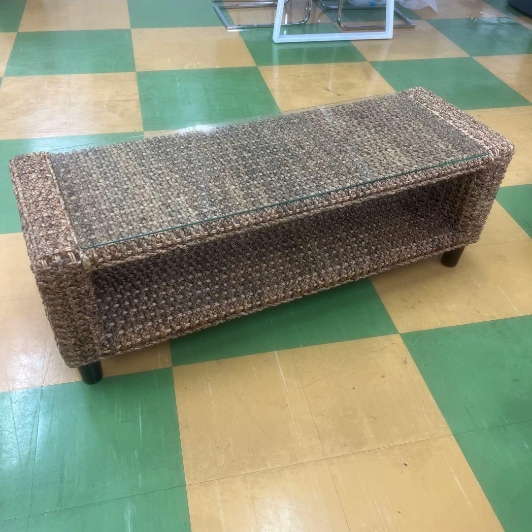 3518 アジアン家具ガラステーブル