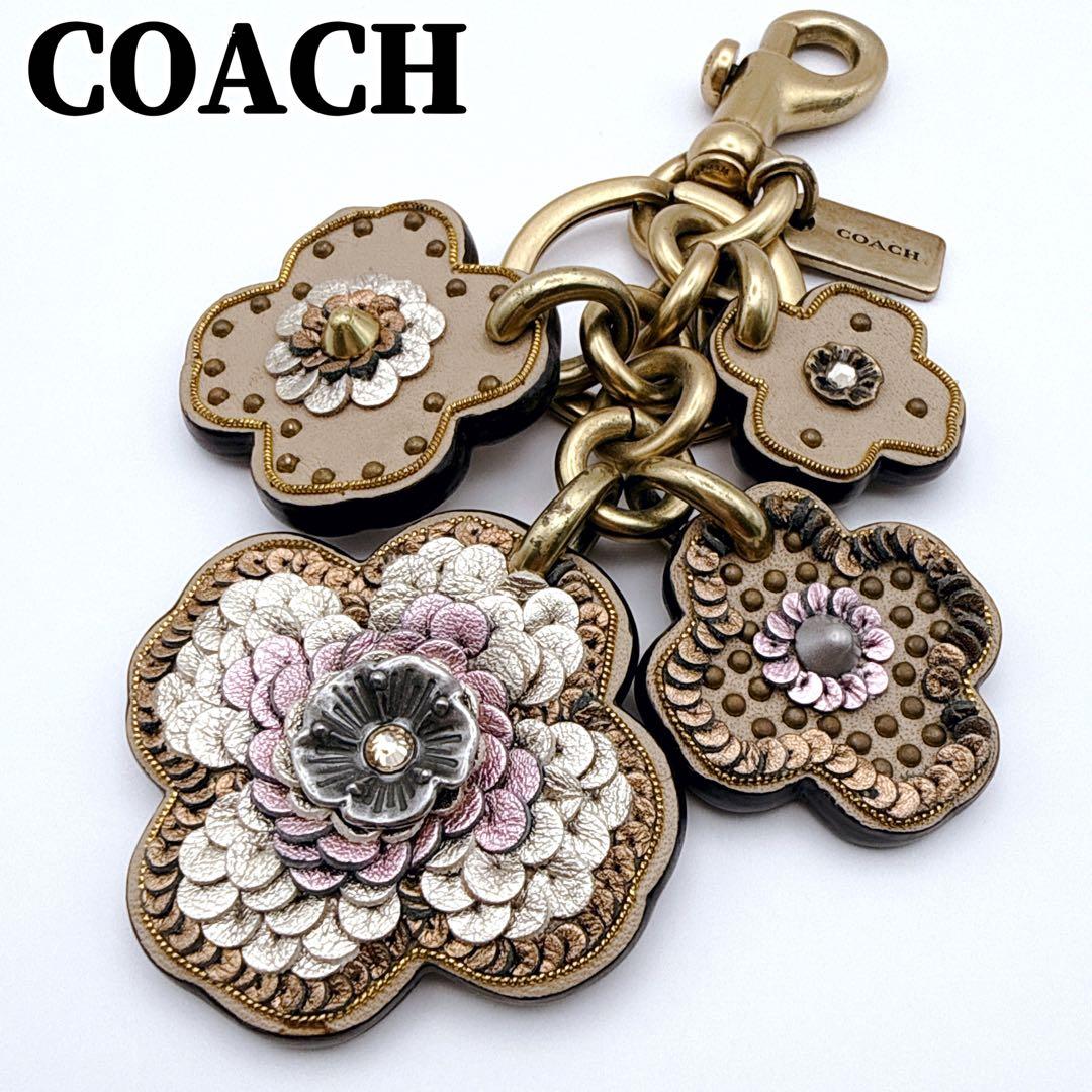 希少✨ COACH コーチ ティーローズ キーチャーム キーリング ラメ Y2K