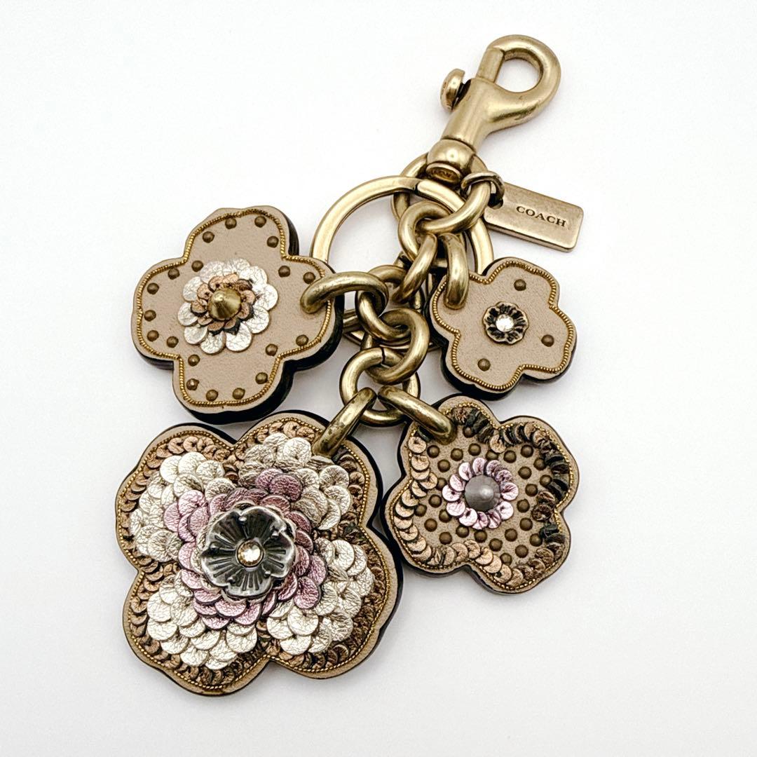 希少✨ COACH コーチ ティーローズ キーチャーム キーリング ラメ Y2K