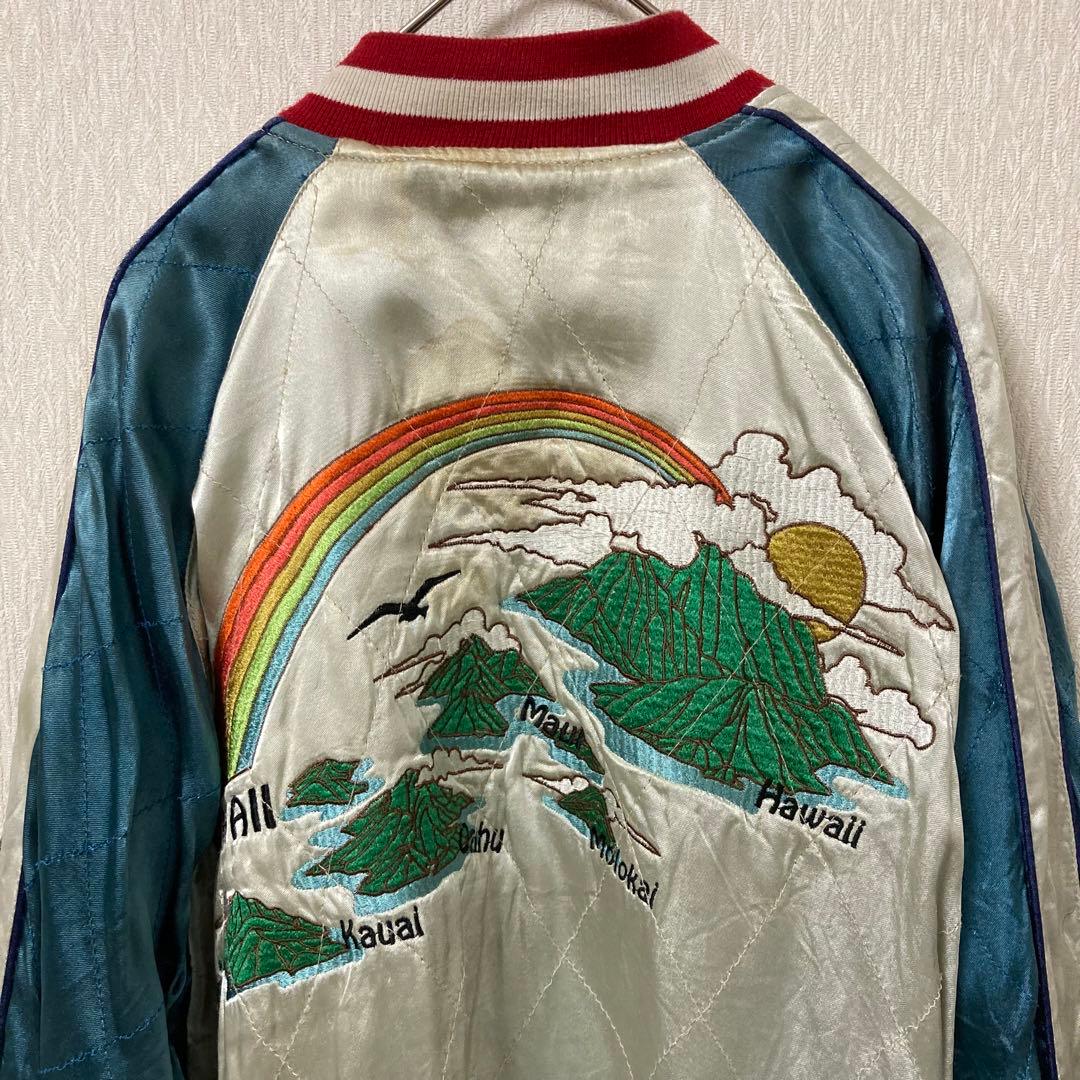 【希少】BGCO スカジャン 別珍 ベロア リバーシブル ハワイ ネイビー L