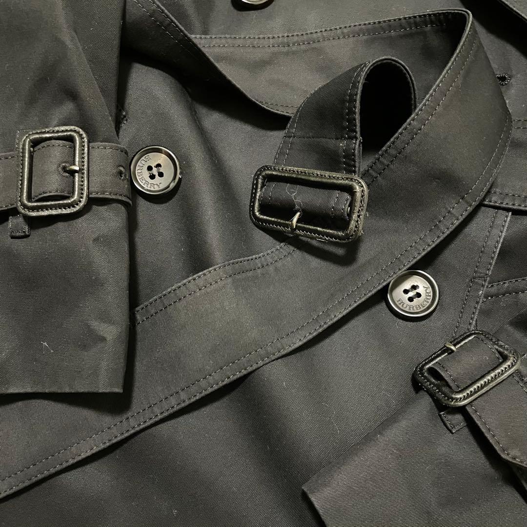 希少44サイズ/極美品　バーバリーロンドン　トレンチコート　黒　ウールライナー