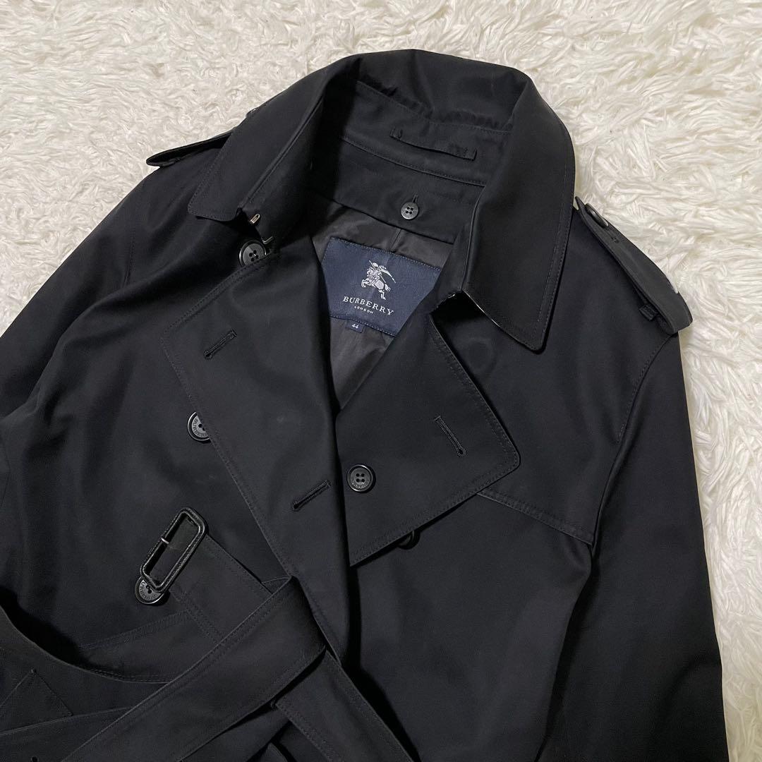 希少44サイズ/極美品　バーバリーロンドン　トレンチコート　黒　ウールライナー