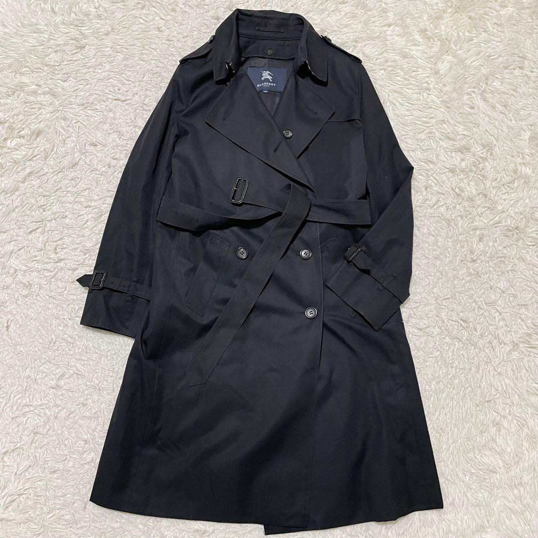 希少44サイズ/極美品　バーバリーロンドン　トレンチコート　黒　ウールライナー