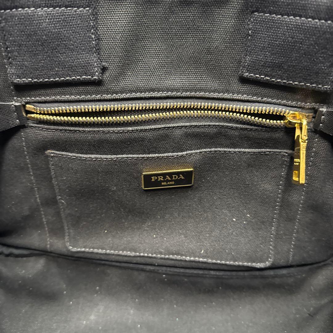 (美品)大人気、プラダ、カナパ、大容量、2way、A-4可、人気色、黒、金、高級