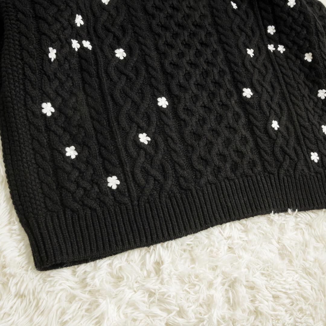 Gypsohila ジプソフィア Floral Cable Knit ブラック