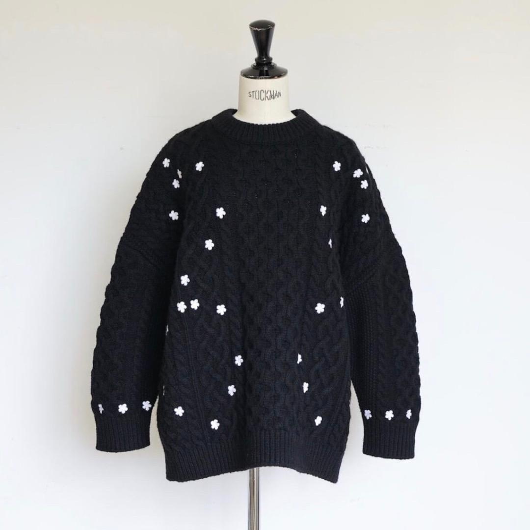 Gypsohila ジプソフィア Floral Cable Knit ブラック