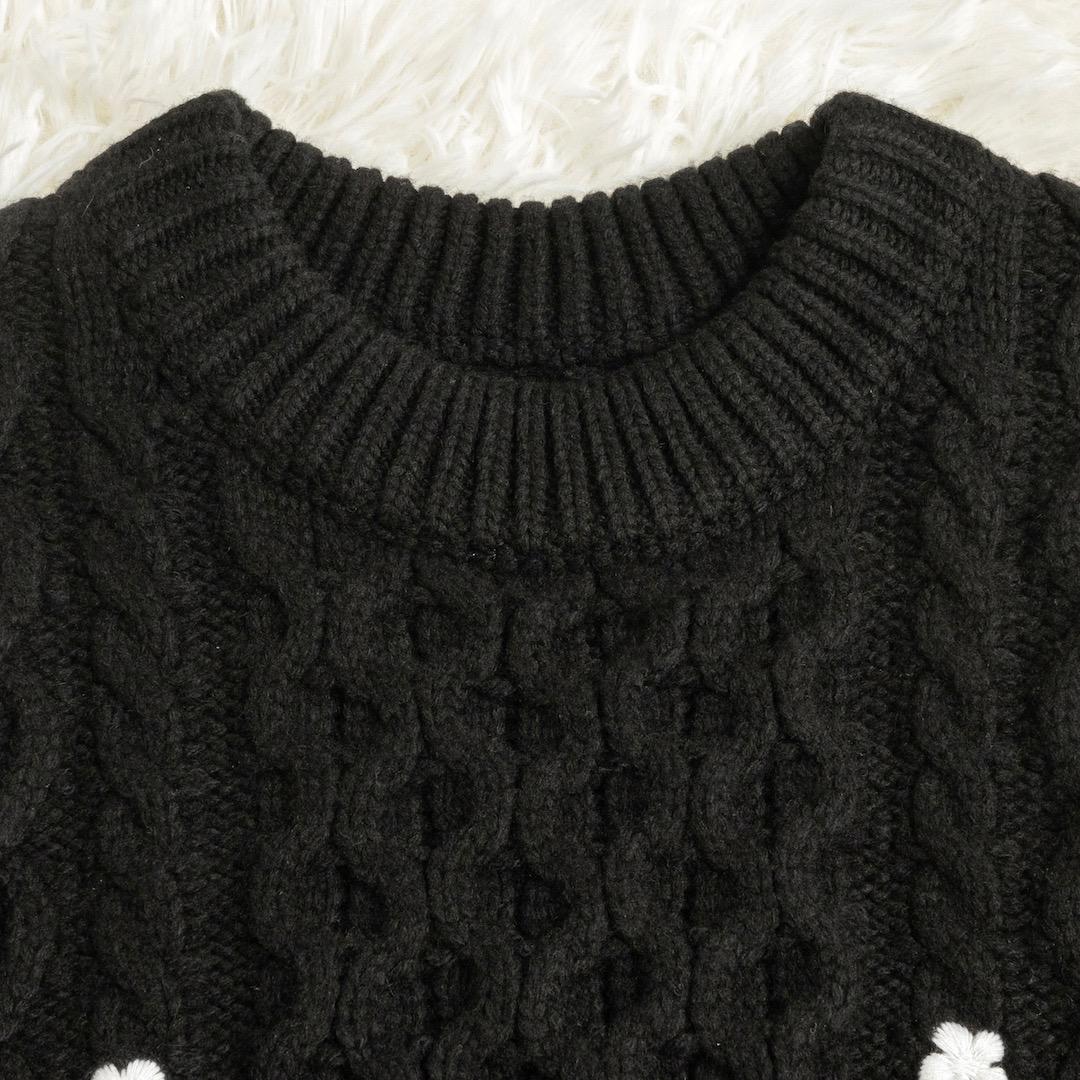 Gypsohila ジプソフィア Floral Cable Knit ブラック