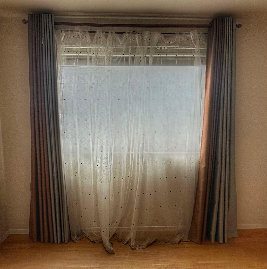 刺繍入りレースカーテン（チュール）｜ワイド窓用