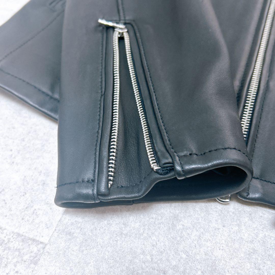 美品✨ 希少XL✨ユナイテッドアローズ シングルライダース ブラック 黒 羊革