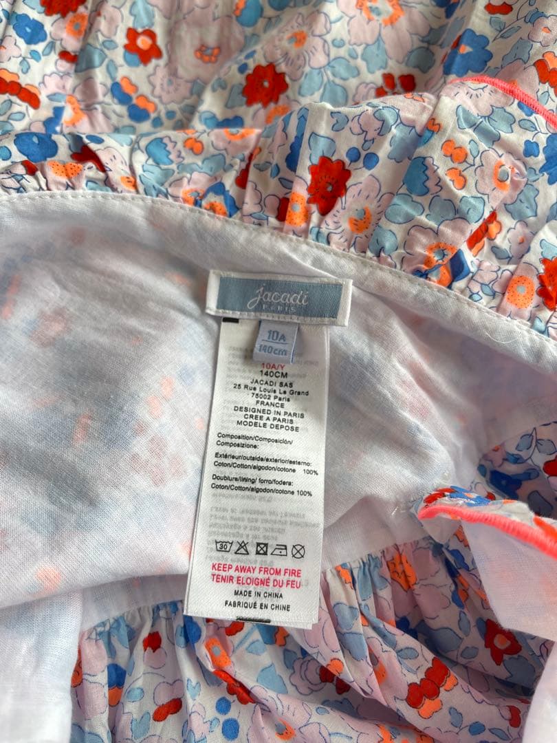 JACADI ワンピース リバティ 10A 140cm ネオン