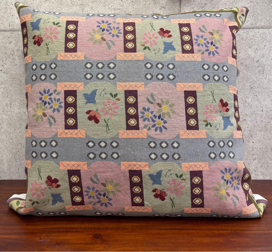 クッションカバー フランスヴィンテージ 刺繍のリメイク 手刺繍 France