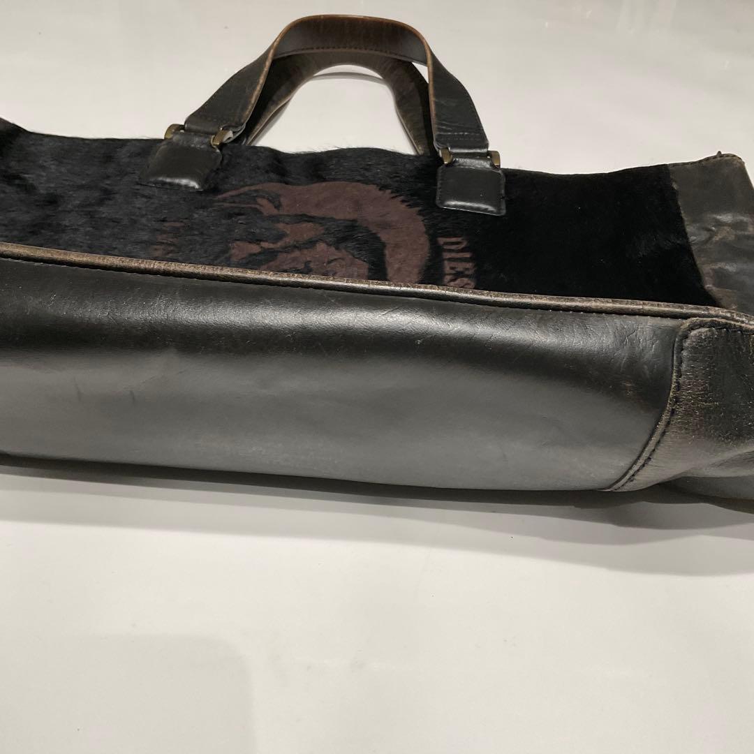 【希少】DIESEL ハラコ　本革　ブラック トートバッグ　y2k