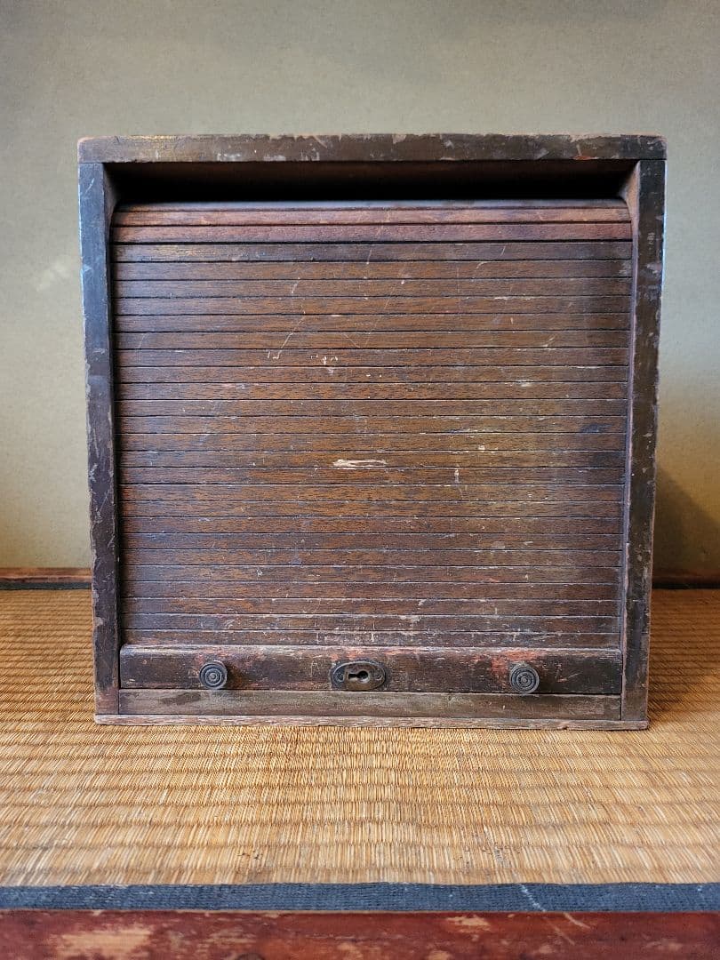 蛇腹 木製 収納 ボックス　引き出し付き　ヴィンテージ　アンティーク
