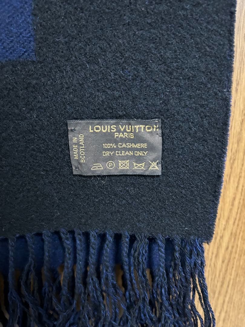 ルイヴィトン マフラー エシャルプ バローダ カシミヤ100% ネイビー