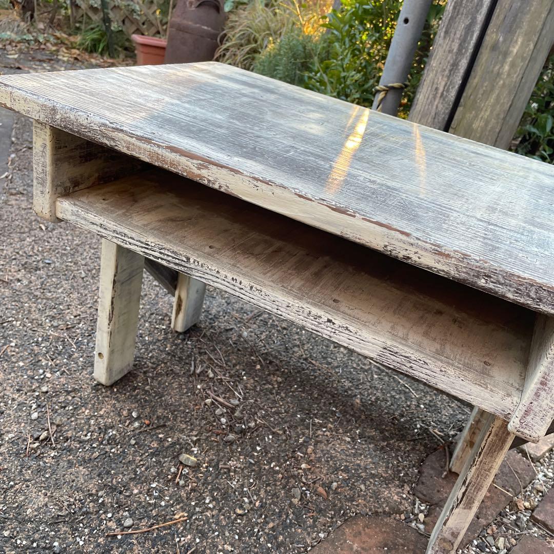 古道具　机　フレンチカントリー風　リメイク　木製　文机