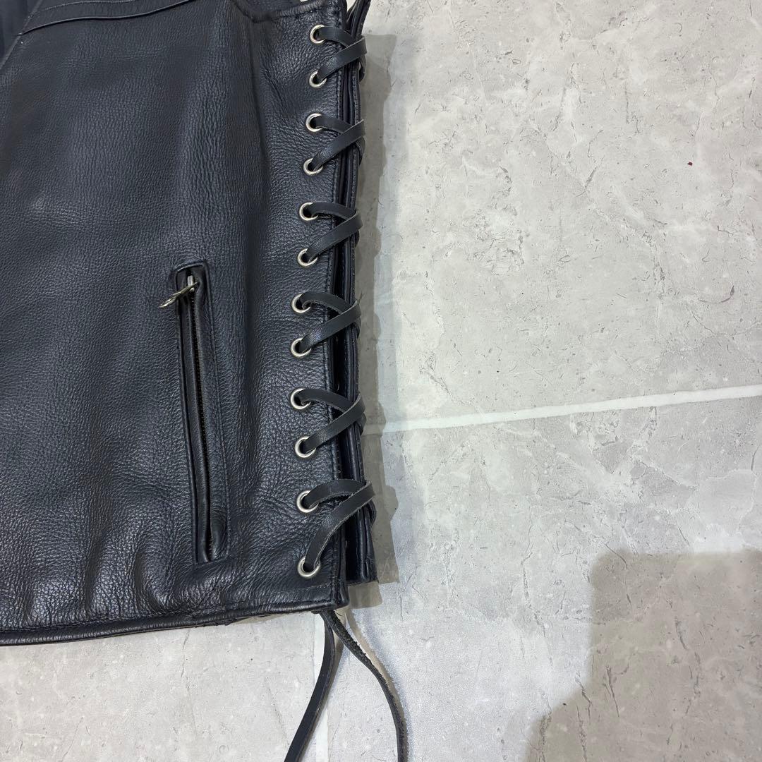 【名作】Harley-Davidson　レザージャケット　レザーベスト　黒刺繍