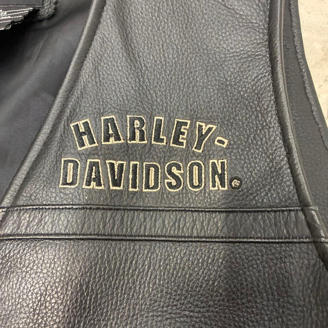 【名作】Harley-Davidson　レザージャケット　レザーベスト　黒刺繍