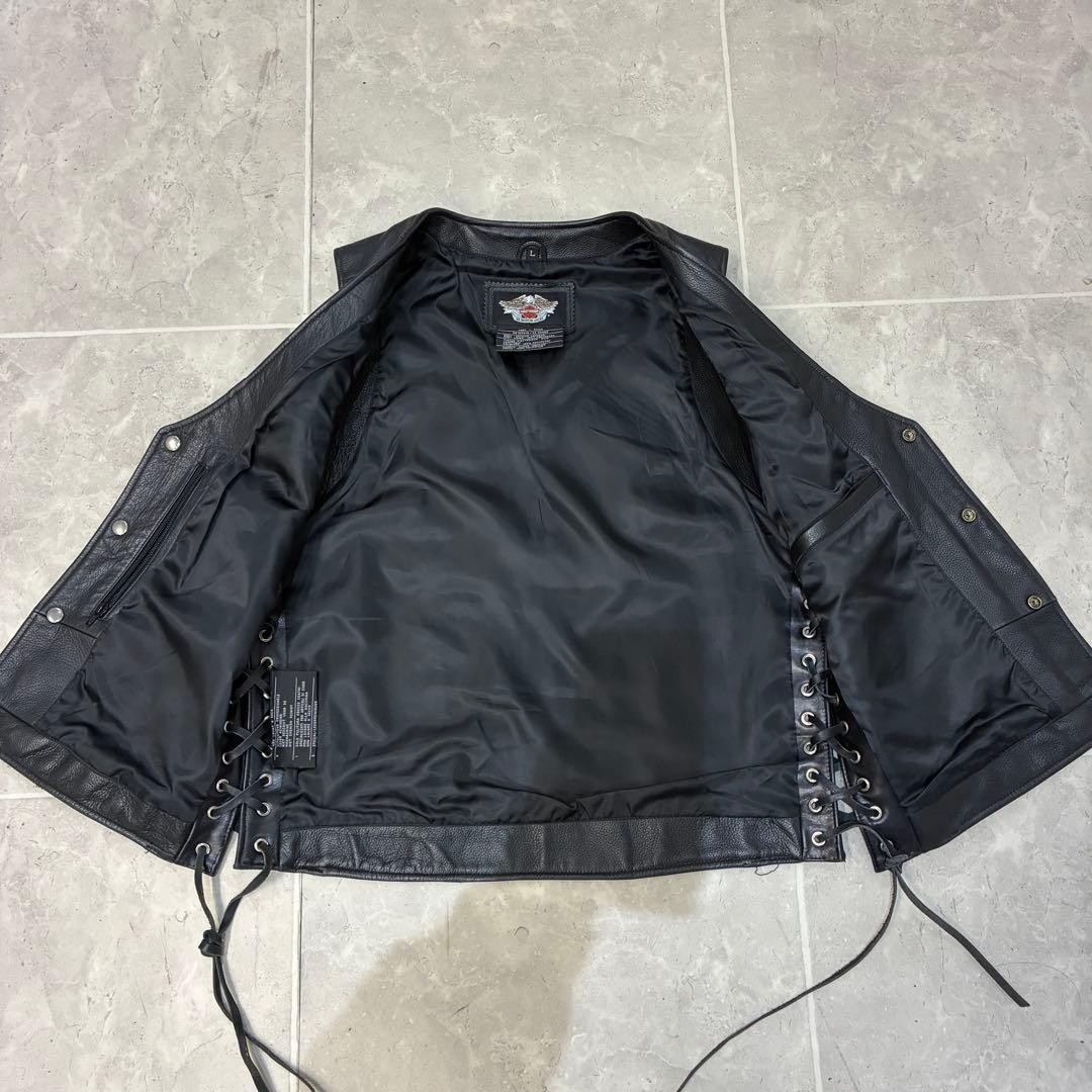 【名作】Harley-Davidson　レザージャケット　レザーベスト　黒刺繍