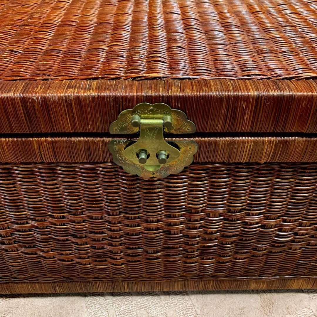 NY/アンティーク籐編・大型衣裳ケース