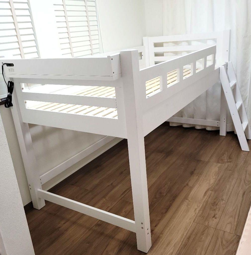 ☆美品☆送料込☆ロフトベッド　ハイベッド　　ロータイプ　棚付　木製　匿名配送