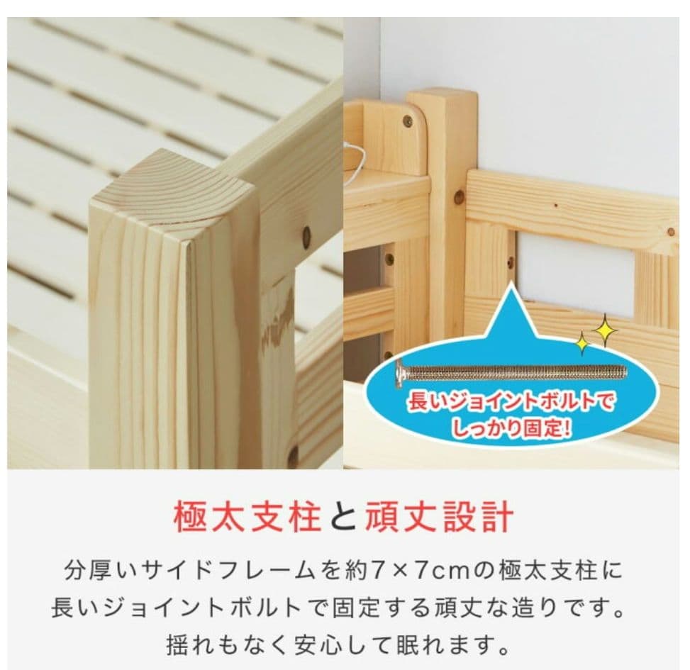 ☆美品☆送料込☆ロフトベッド　ハイベッド　　ロータイプ　棚付　木製　匿名配送