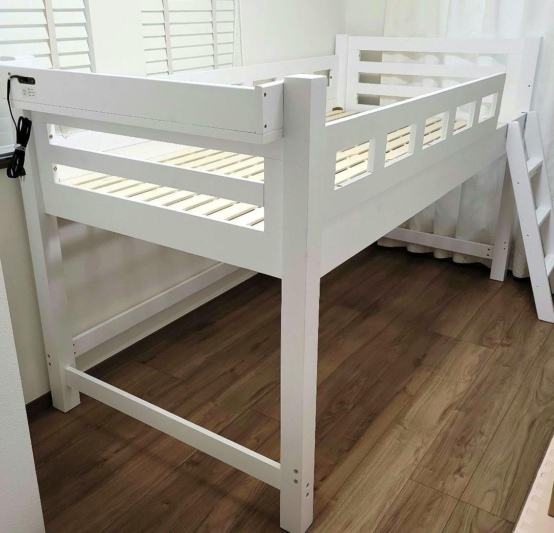 ☆美品☆送料込☆ロフトベッド　ハイベッド　　ロータイプ　棚付　木製　匿名配送