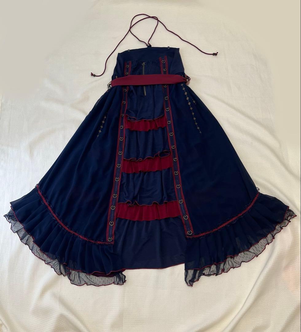 オッズオネスト 和柄　スカート　ワンピース　チャイナ　ネイビー　赤　OZZ