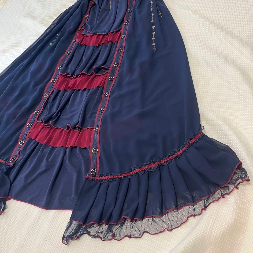 オッズオネスト 和柄　スカート　ワンピース　チャイナ　ネイビー　赤　OZZ