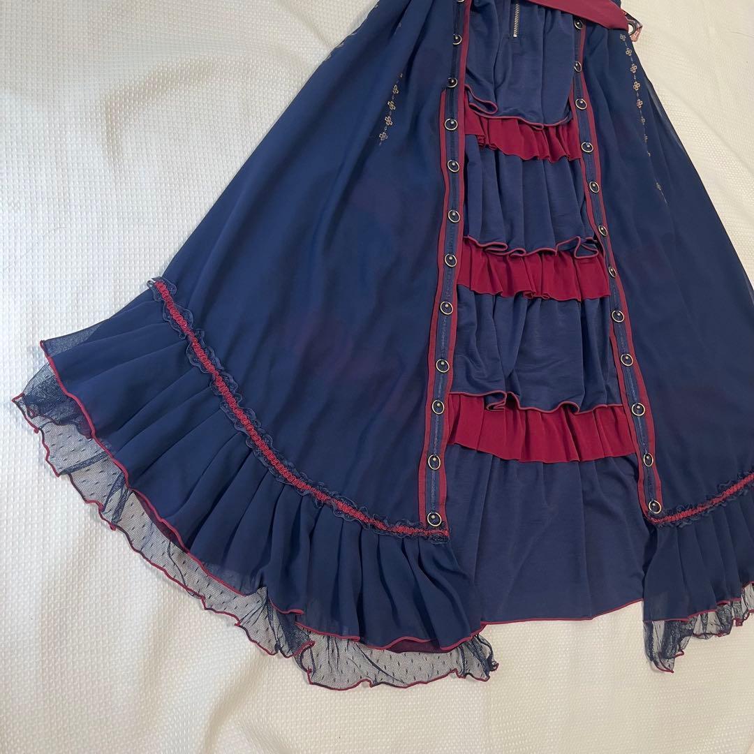 オッズオネスト 和柄　スカート　ワンピース　チャイナ　ネイビー　赤　OZZ