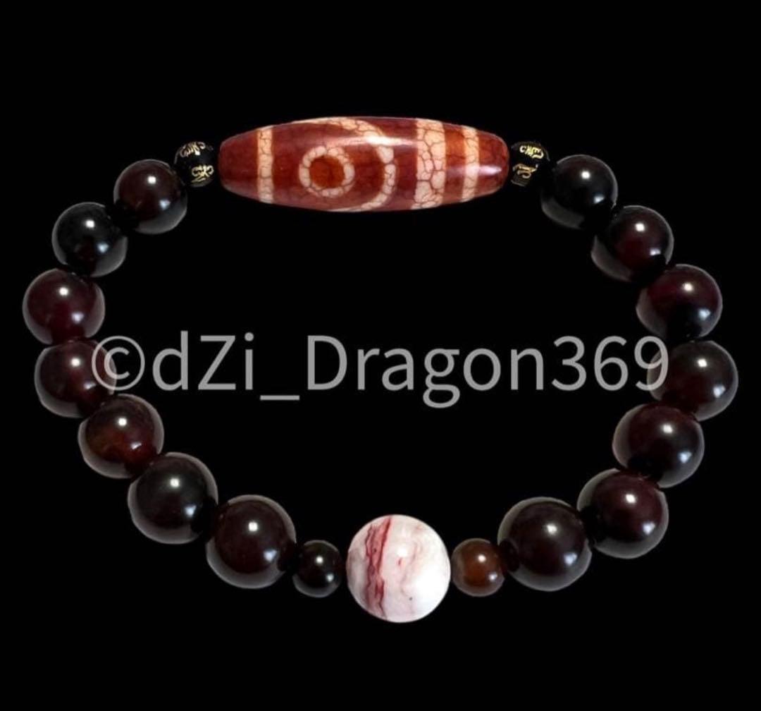 【一点限り】dZI ジービーズ 西蔵 上肯藏伝龍紋火供二眼天珠のブレス