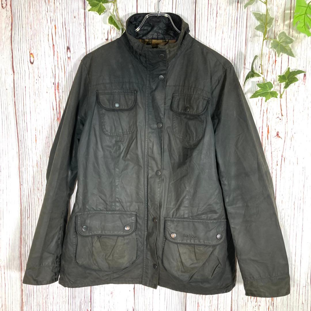 【美品】Barbour バブアー オイルドジャケット　モッズコート　緑　ロゴ
