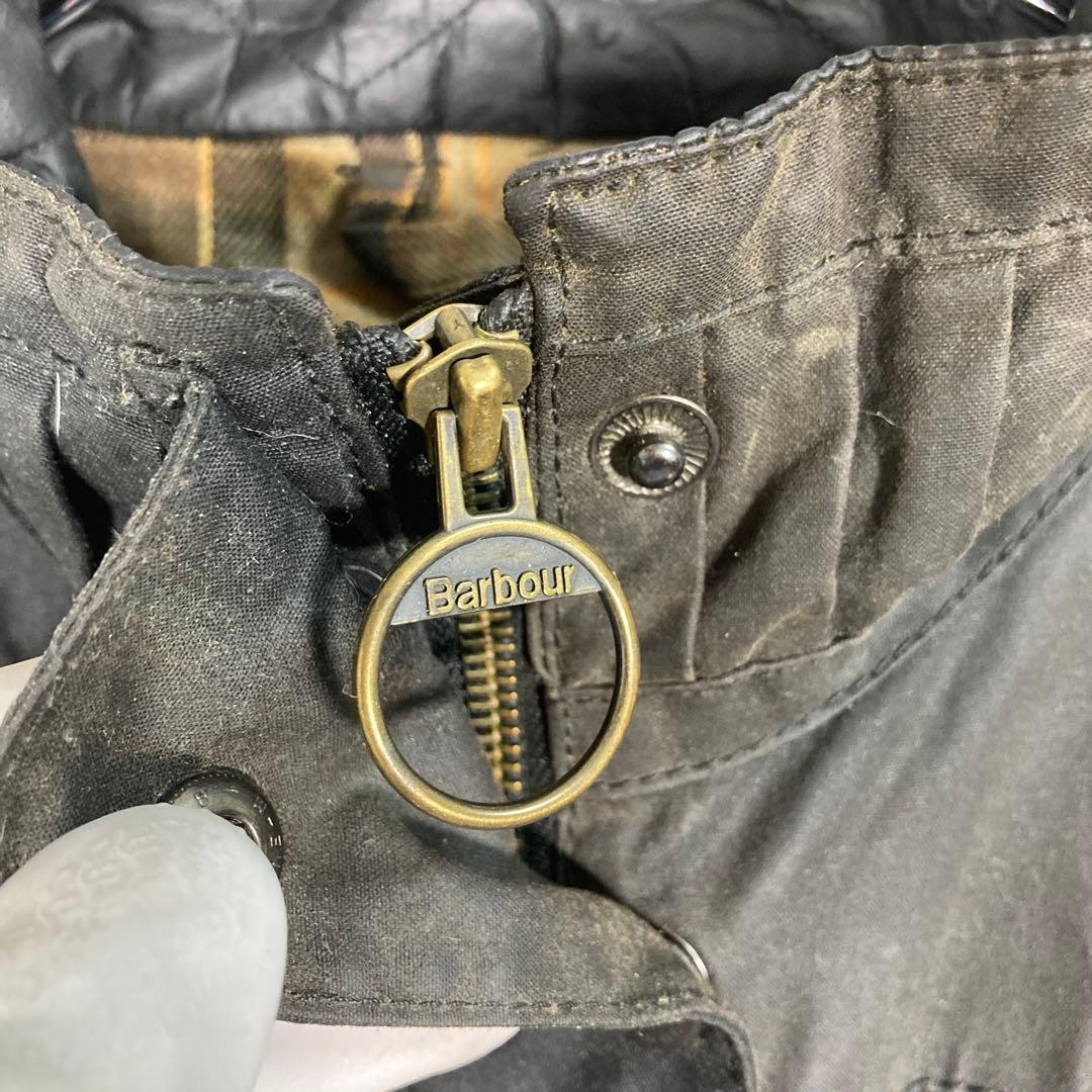 【美品】Barbour バブアー オイルドジャケット　モッズコート　緑　ロゴ