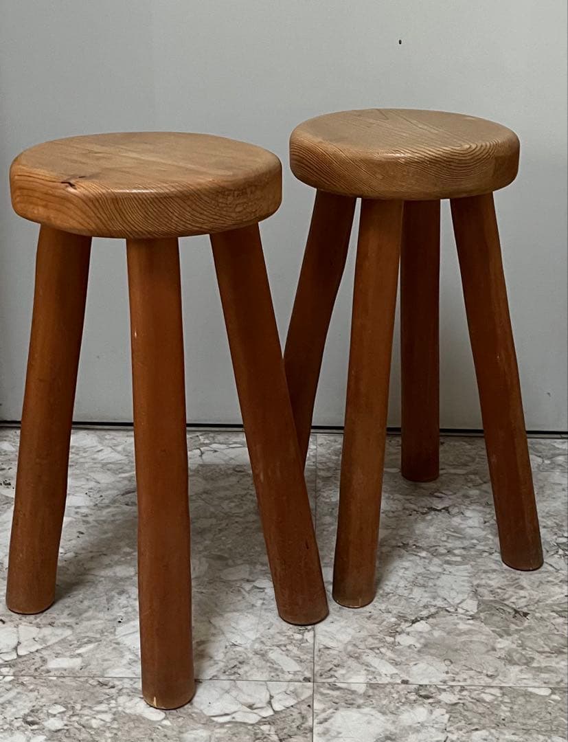 家具工房作家　紀州材　無垢 丸椅子 2セット