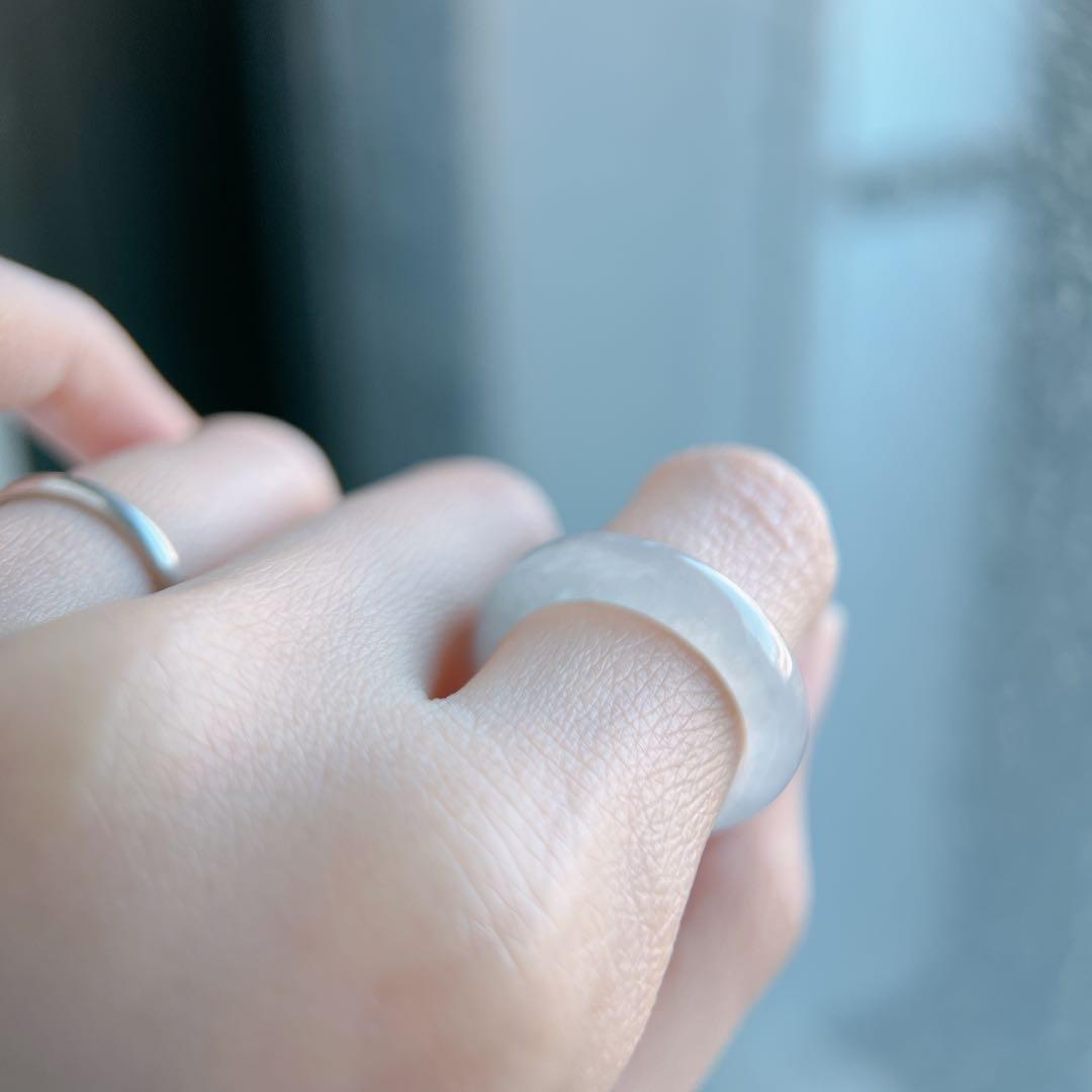 ミャンマー産天然本翡翠 くりぬきリング 10号