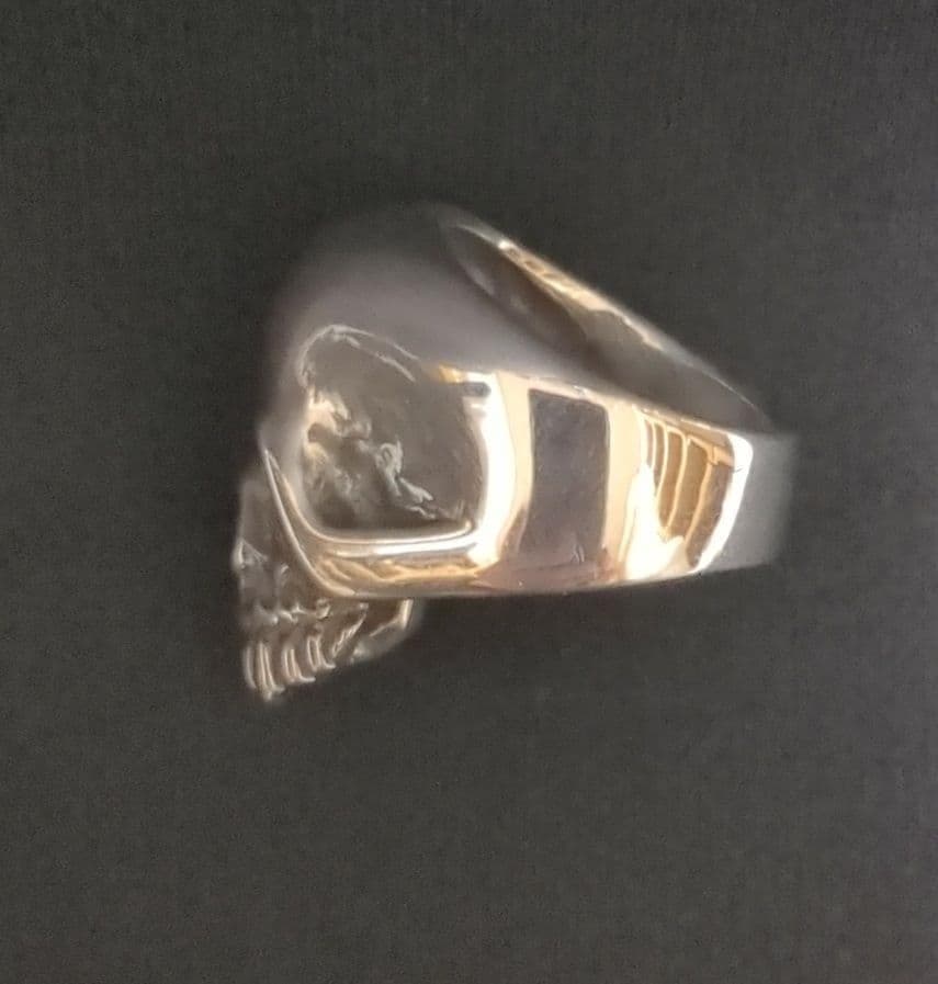 スカル ドクロ 骸骨 シルバーリング 16号 ストーンアイ キースリングタイプ