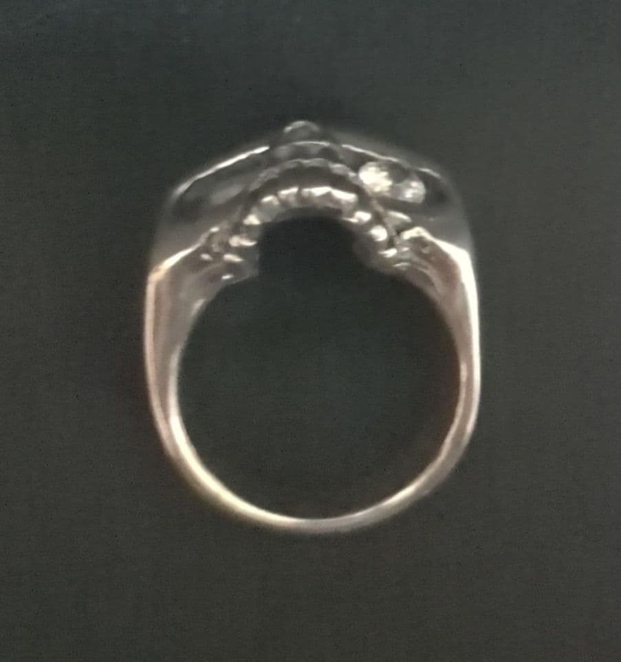 スカル ドクロ 骸骨 シルバーリング 16号 ストーンアイ キースリングタイプ