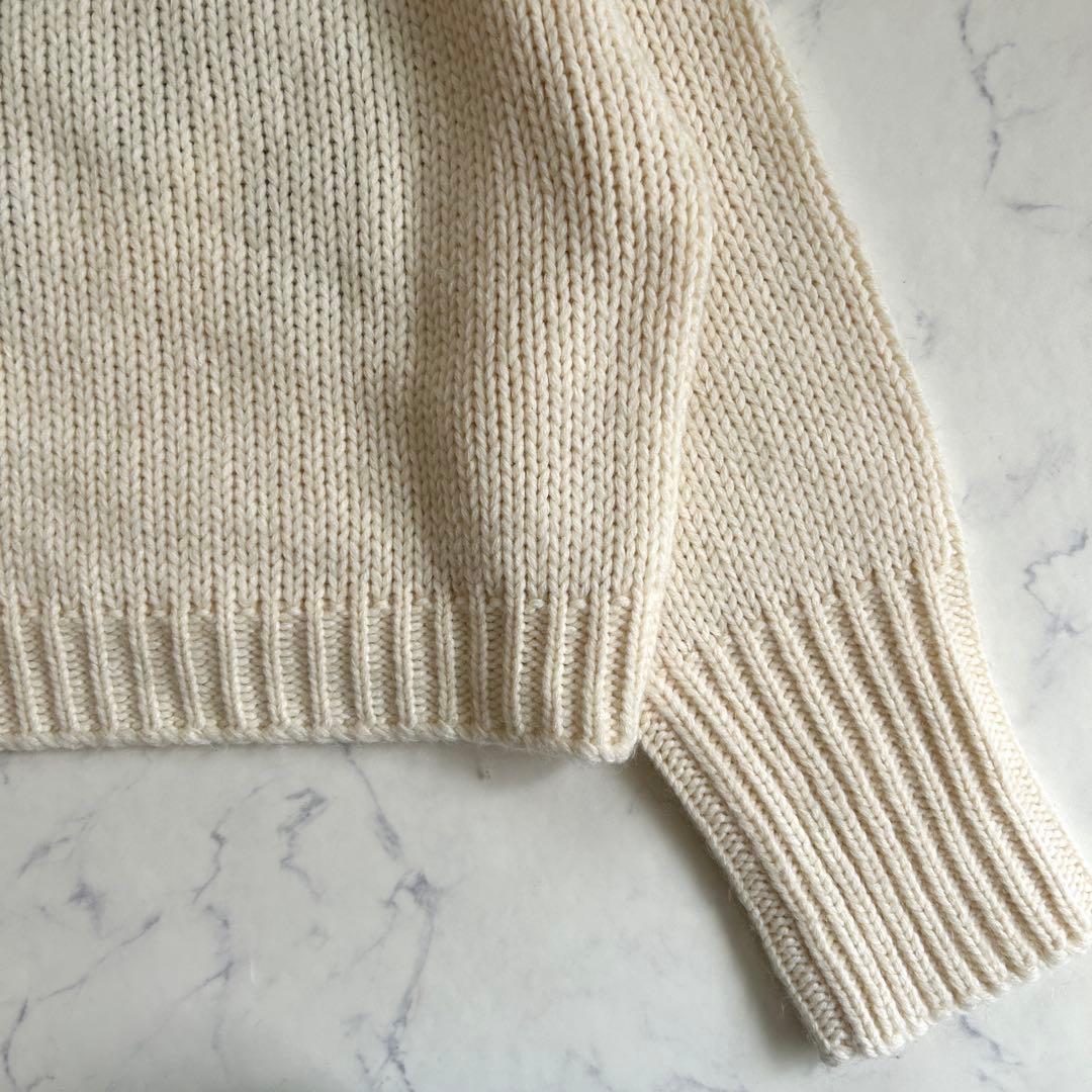 美品 モンクレール 高級アルパカ混 ビッグ「M」ロゴ タートルネック ニット