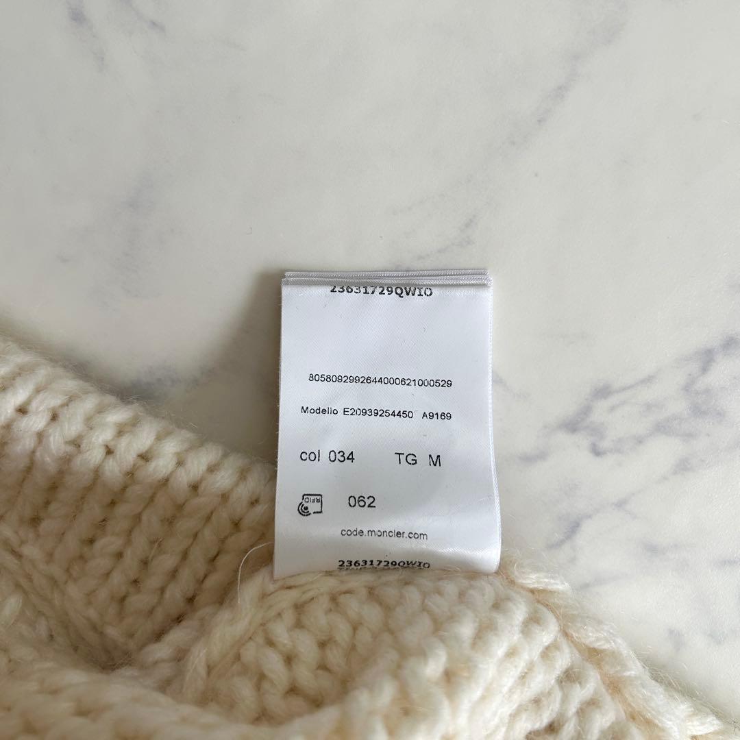 美品 モンクレール 高級アルパカ混 ビッグ「M」ロゴ タートルネック ニット