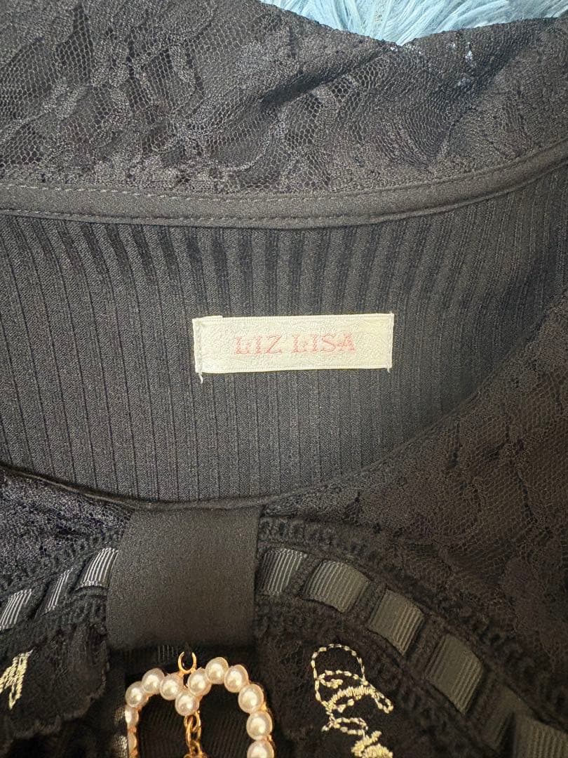 LIZ LISA スカラップリボン衿リブトップス